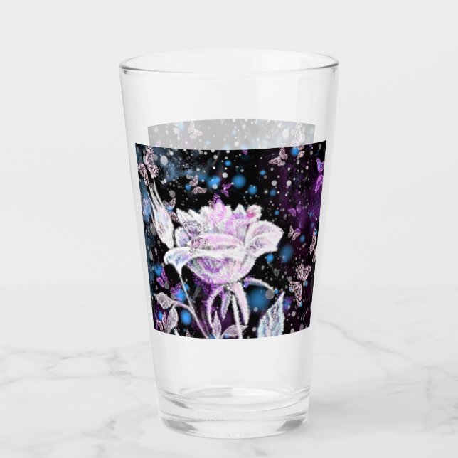 Rose- und Schmetterlingsglas Glas (Vorderseite)