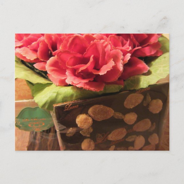 Rose und Schokolade Postkarte (Vorderseite)