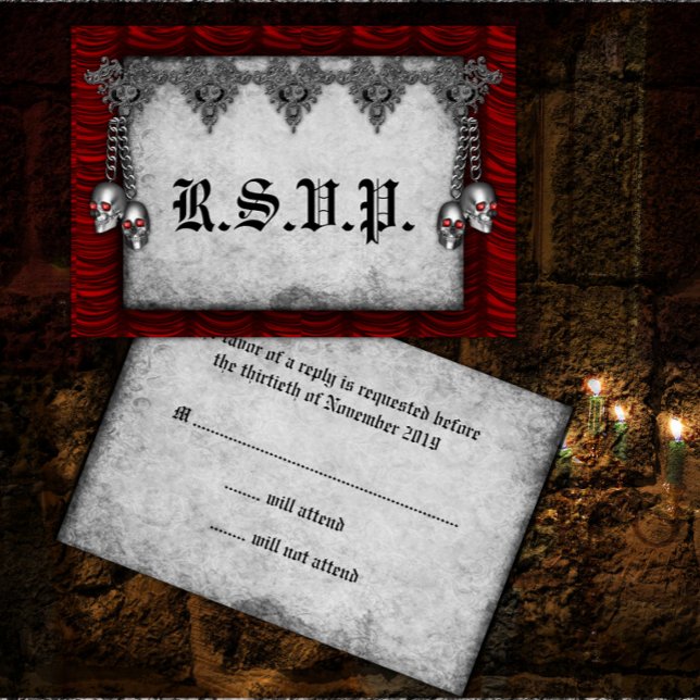 Rose und Seidengotische Hochzeit RSVP Karte (Von Creator hochgeladen)