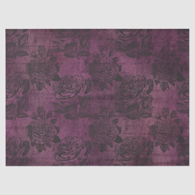 Rose und Skripte auf Not leidender Lila Decoupage Seidenpapier (Vorderseite)