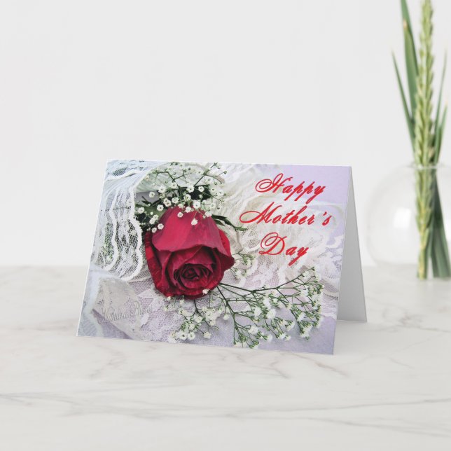 Rose und Spitze für Mama MD 4 z Karte (Vorderseite)