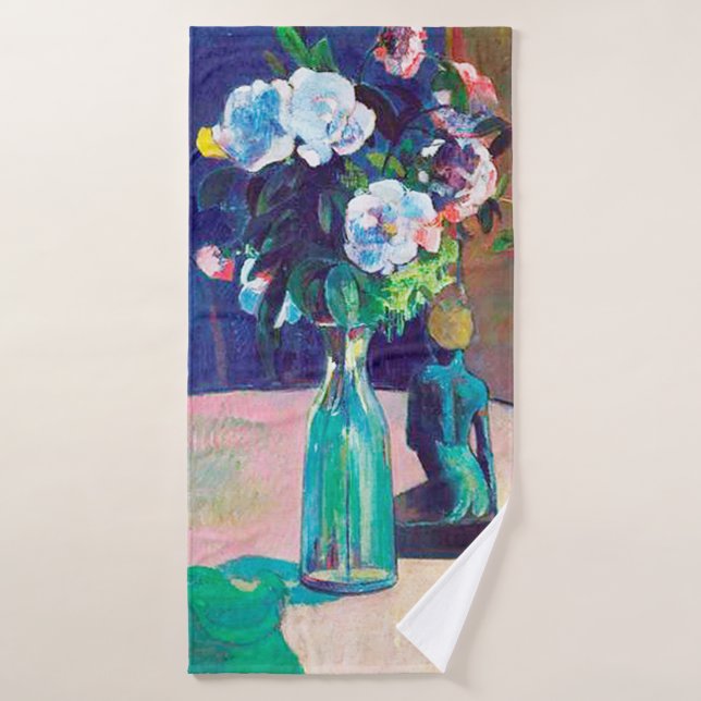 Rose und Statuette, Gauguin Badehandtuch (Badehandtuch)