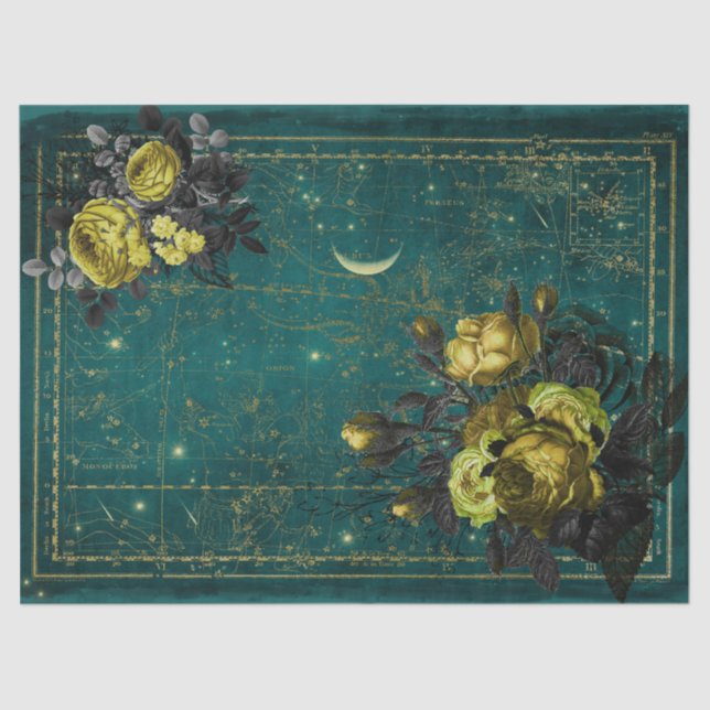 Rose und Sterne Seidenpapier (Vorderseite)