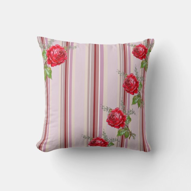 Rose- und Streifen-Kissen Kissen (Vorderseite)