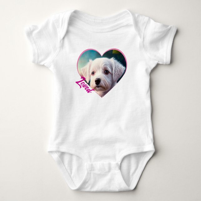 Rose und Sweet Hunde Collection Baby Strampler (Vorderseite)