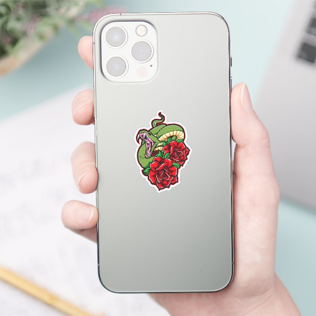 Rose und Viper Aufkleber (Telefon)