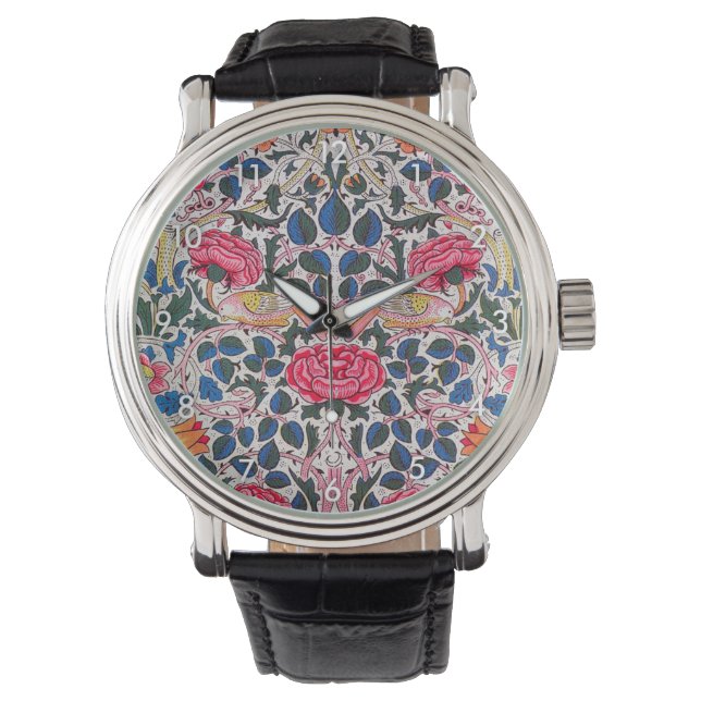 Rose und Vogel, William Morris Armbanduhr (Vorderseite)