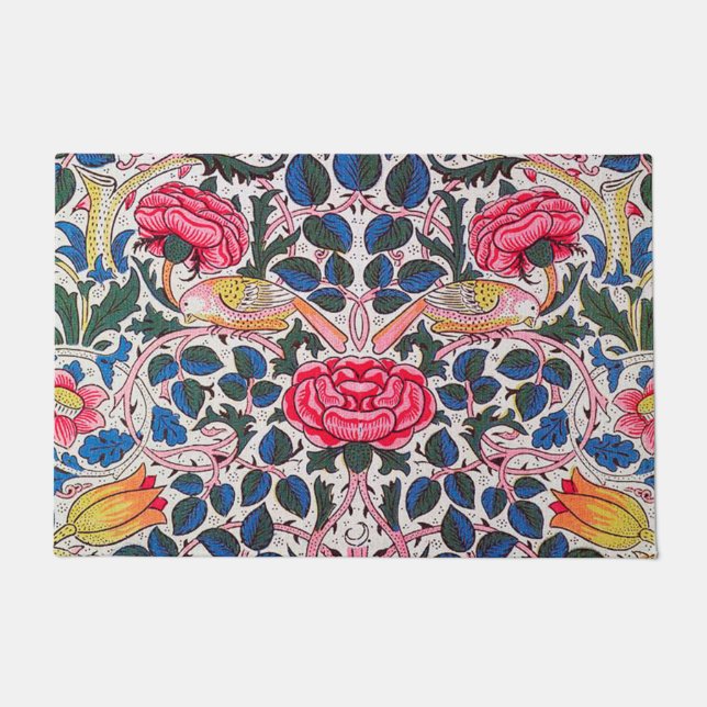 Rose und Vogel, William Morris Fußmatte (Vorderseite)
