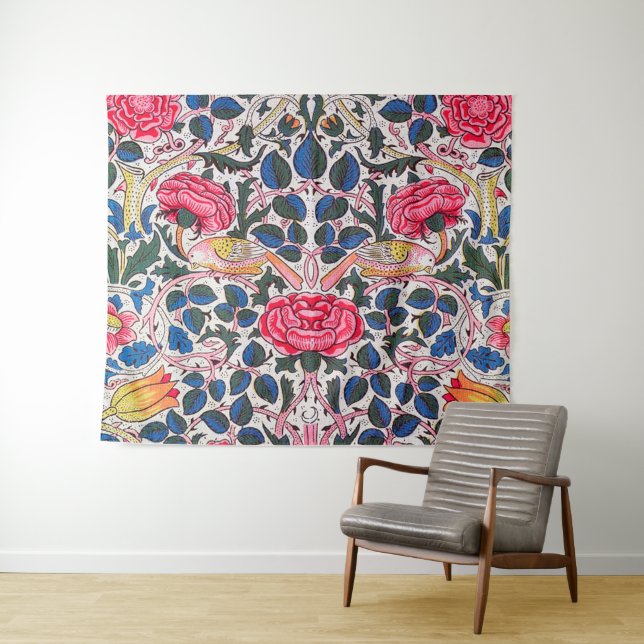 Rose und Vogel, William Morris Wandteppich (Beispiel (Horizontal))