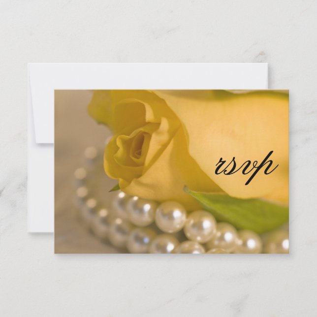 Rose und weiße Perlen Hochzeitskarte RSVP Karte (Vorderseite)
