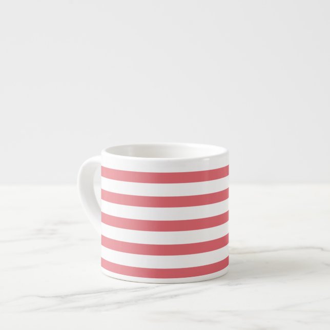 Rose und Weißer Horizontalstreifen Espressotasse (Vorderseite Links)