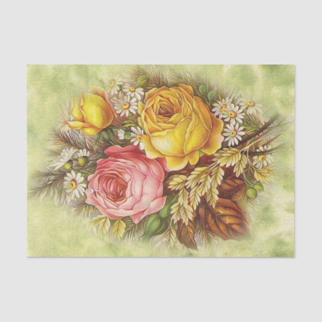 Rose und Wildblumen Bouquet  Seidenpapier (Vorderseite)