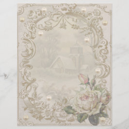 Rose- und Winterlandschaft mit Perlen