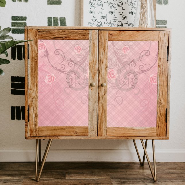 Rose und Wirbel auf der Karierten Dekoupage in ele Seidenpapier (Von Creator hochgeladen)