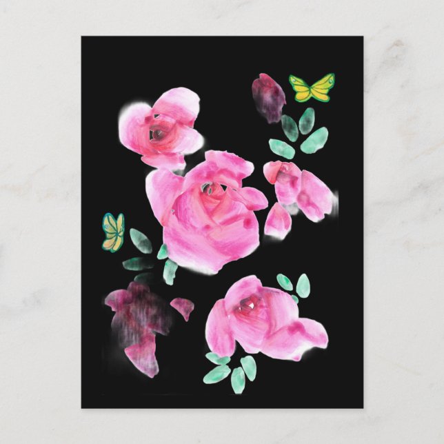 Rose unter der Postkarte (Vorderseite)