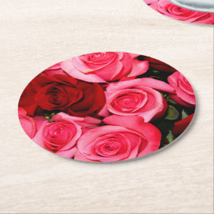 Rose, Untersetzer in Rosa und Rot-Runden Party