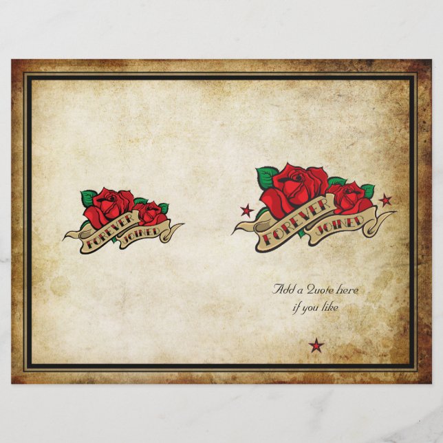 Rose Urban Tattoo Hochzeitsprogramm für ewig (Vorderseite)