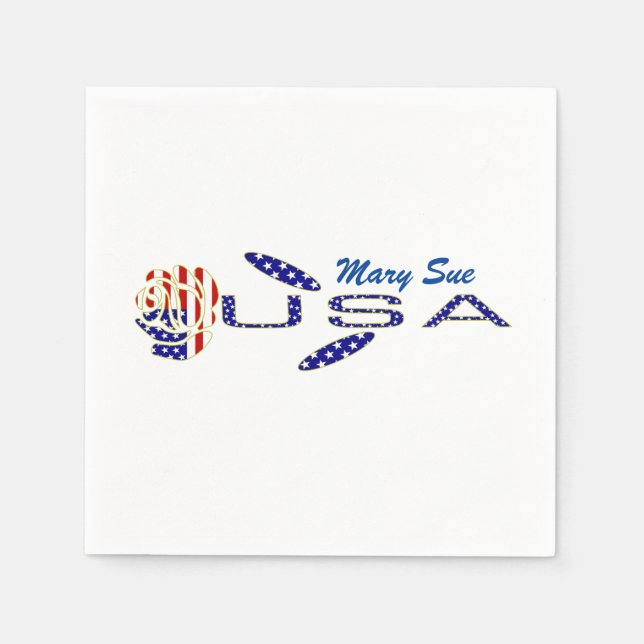 Rose USA Flaggenblau Personalisiert Serviette (Vorderseite)