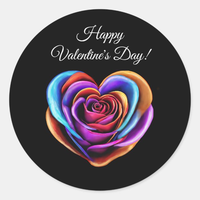 Rose-Valentinstag- Runder Aufkleber (Vorderseite)