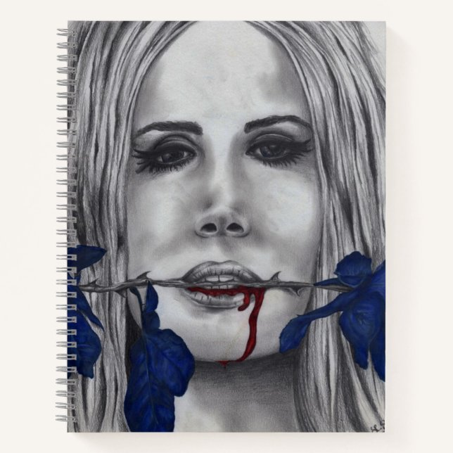 Rose Vampire Woman Goth Horror Fantasy Art Notizbuch (Vorderseite)
