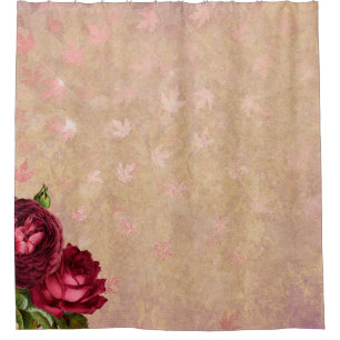 Rose verlasse das Hintergrundbild in Gold Duschvorhang