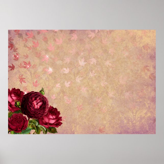 Rose verlasse das Hintergrundbild in Gold Poster (Vorne)