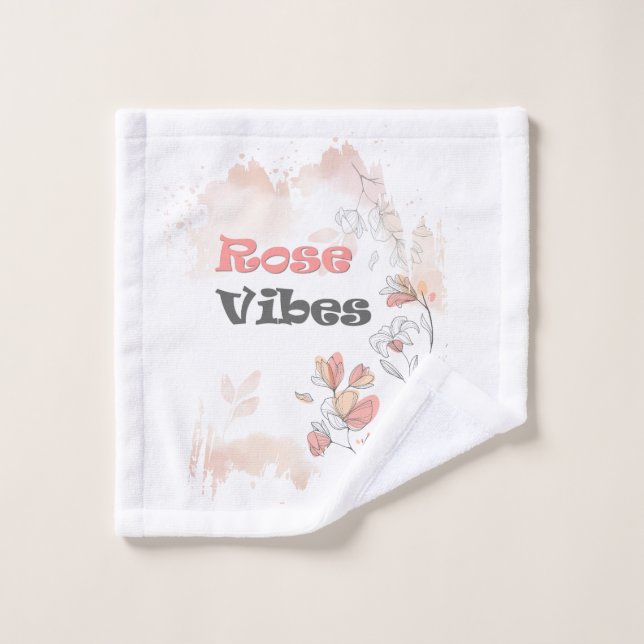 Rose Vibes - Ästhetische Blumenstimmung Badhandtuch Set (Waschlappen)