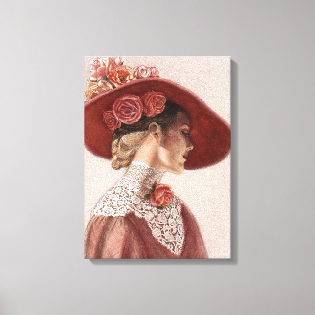 Rose Victorian Lady décoration élégante toile d'ar (Recto)