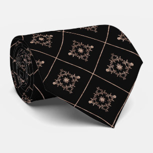 Rose victorien or noir motif Mariage cravate