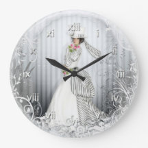 Rose victorien pleine horloge murale