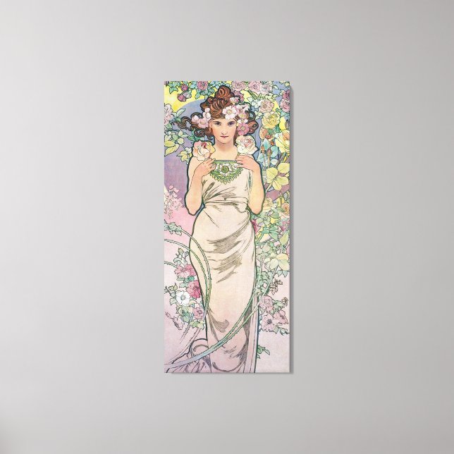 Rose (vier Blume), Alphonse Mucha Leinwanddruck (Vorderseite)