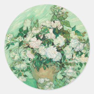 Rose   Vincent van Gogh Runder Aufkleber