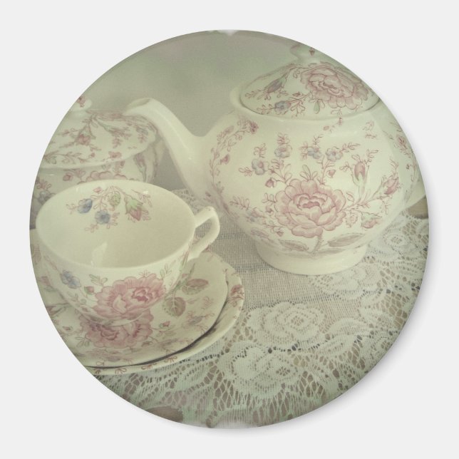 Rose vintage Chintz Teapot, Aimant Coupe (Devant)