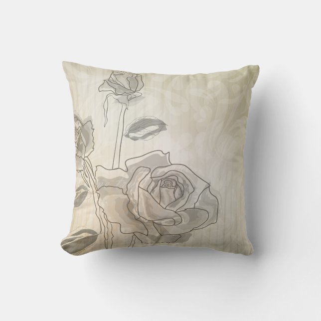 Rose vintage Lineart American MoJo Coussin (Recto)