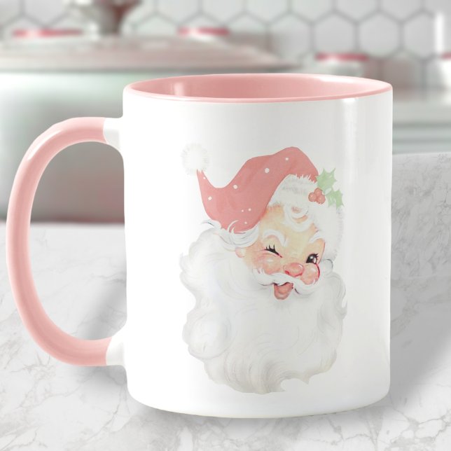 Rose Vintage rose vif Wing Père Noël Christmas Mug (Créateur téléchargé)