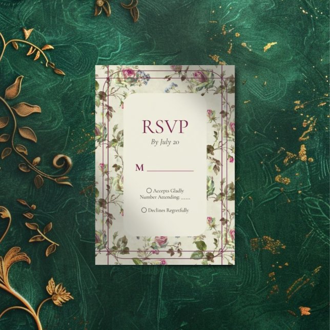 Rose Vintager Garten Hochzeit Rsvp Karte (Von Creator hochgeladen)