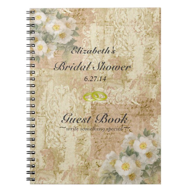 Rose-Vintages Brautparty-Gast-Buch Notizblock (Vorderseite)