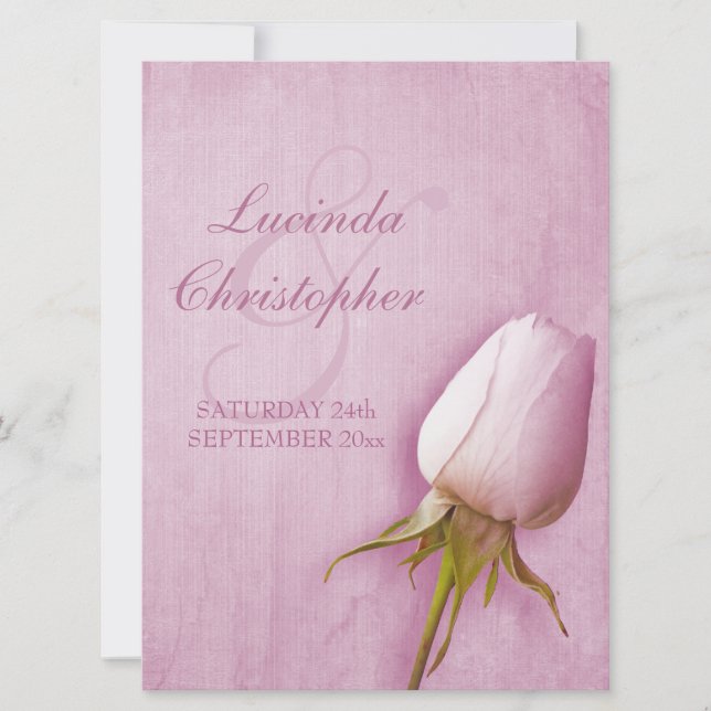 Rose violet bud lilac mariage grande invitation (Devant)