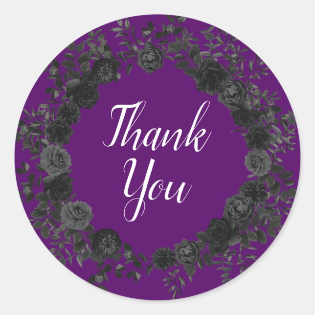 Rose violet et noir gothique Faveur Sticker Étique (Devant)