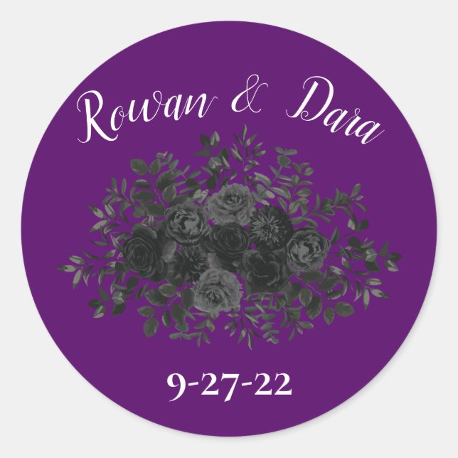 Rose violet et noir gothique Faveur Sticker Étique (Devant)