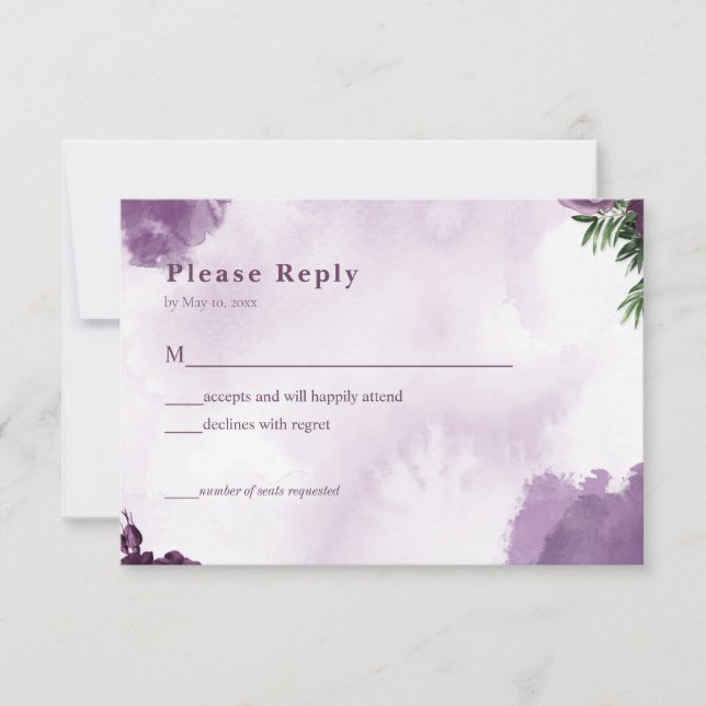 Rose violet foncé Floral Gothique Mariage Carte RS (Devant)