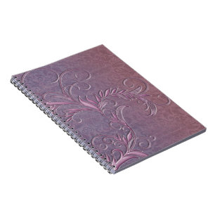 Rose Violet Ombre Effect Damaskus mit Verzierung Notizblock
