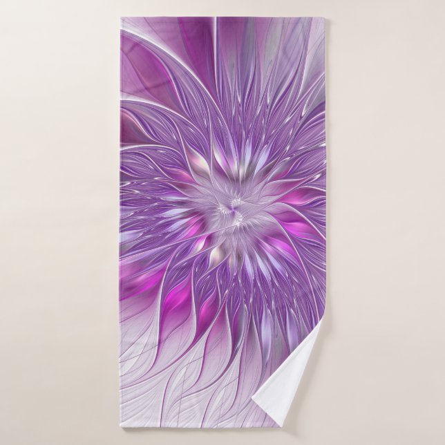 Rose violet passion Fleur Art Abstrait Fractal (Serviette de bain)