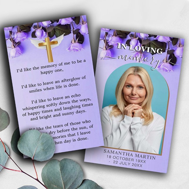 Rose violet Signet funéraire commémoratif minimal (Créateur téléchargé)