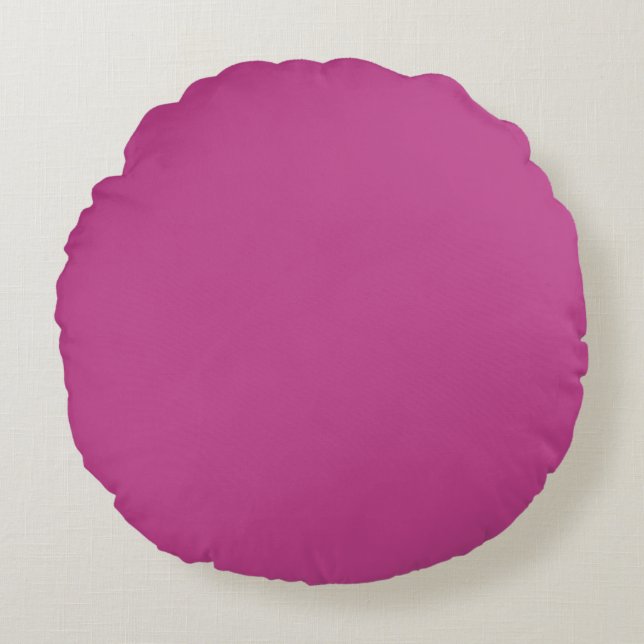 Rose Violet Vollfarbdruck, Dunkelmagenta Rosa Rundes Kissen (Vorderseite)