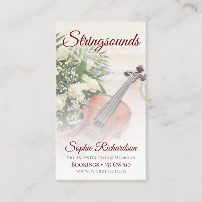 Rose Violine Musician Visitenkarte (Vorderseite)
