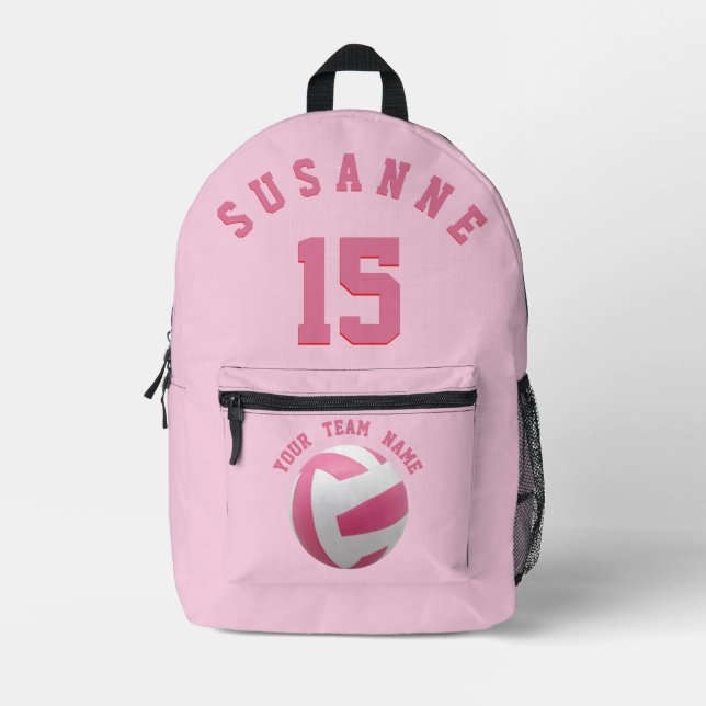 Rose Volleyball Girls Pink Team 2 Bedruckter Rucksack (Vorderseite)