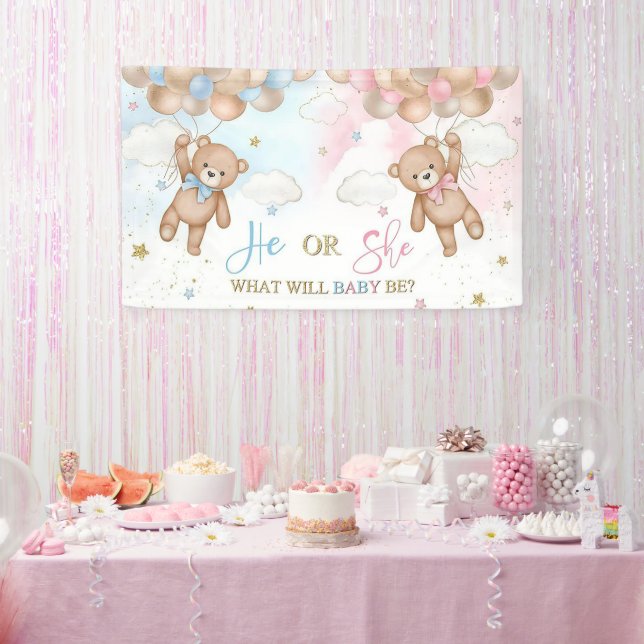 Rose von Aquarellen Gold und Navy Blue Gender Banner (Party)