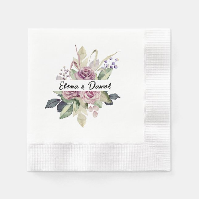Rose von Aquarellpinken Serviette (Vorderseite)