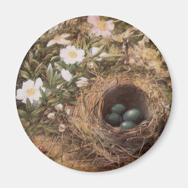 Rose von Bird's Nest and Dog von John William Hill Magnet (Vorne)